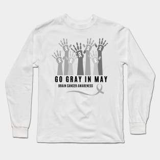 Go Gray In May Shirt Rainbow Brain Cancer Tumor Awareness Long Sleeve T-Shirt